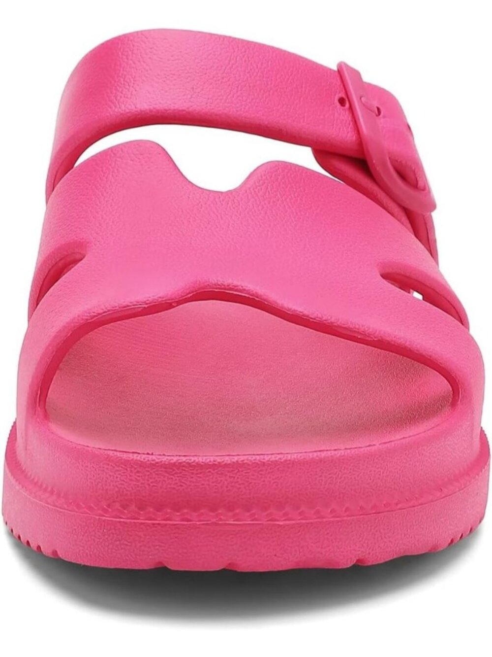 Women's Hot Pink Flat Sandal Arch Support Summer Beach Slip on Slides H-Strap - Picture 6 of 6